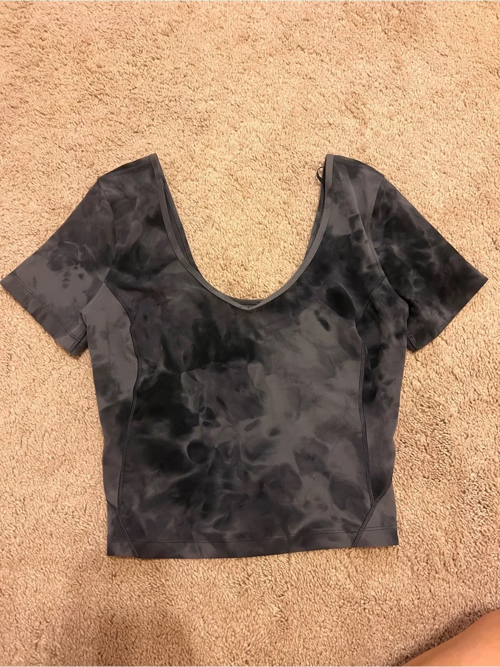 lululemon athletica Black Marble Scoop Crop Top